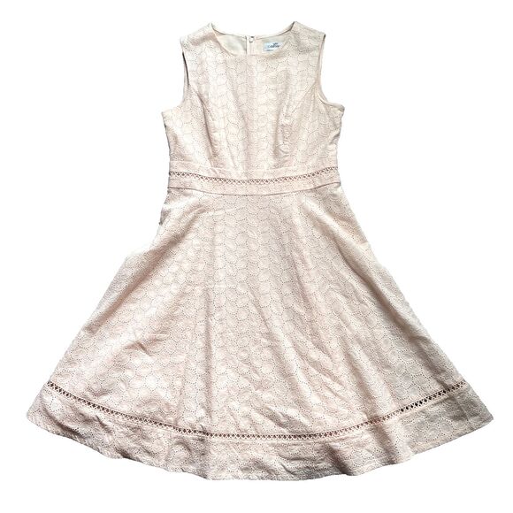 Calvin Klein Fit and Flare Lace Dress Lined Zip Up Light Pink Knee Length Size 4 - Picture 1 of 6